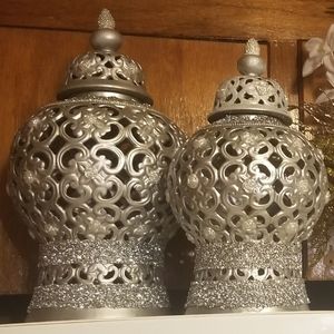 Silver Bling Ginger Jars set